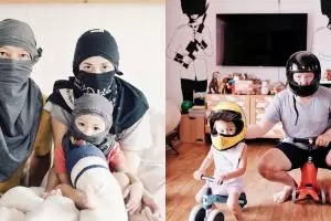 Dari ninja hingga pembalap, ini 5 kostum kocak keluarga Ringgo Agus