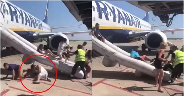 Detik-detik penumpang lompat keluar pesawat gara-gara ponsel meledak