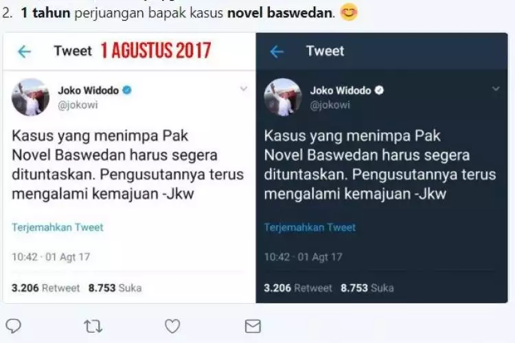 10 Cuitan soal 1 tahun twet Jokowi soal kasus Novel ini mak jleb