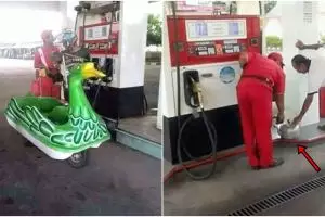 10 Momen kocak di SPBU ini cuma ada di Indonesia, auto ngakak 