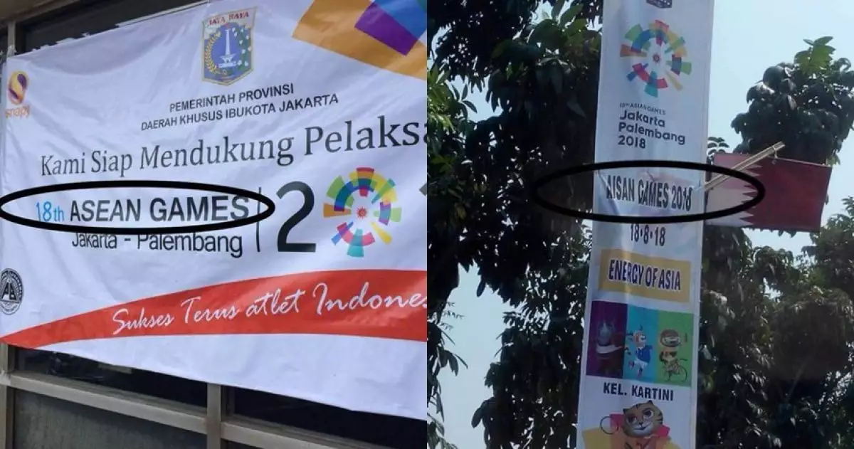 Viral spanduk Asian Games 2018 salah tulis, begini reaksi netizen