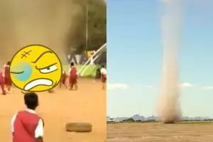 Ada puting beliung, yang dilakukan anak-anak SD ini bikin ngelus dada