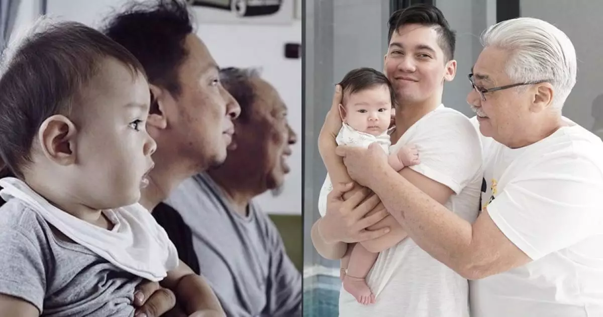 7 Potret keluarga seleb dalam konsep tiga generasi, mirip banget