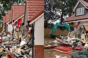 Tak kunjung digaji, pekerja ini ngamuk robohkan 5 bangunan rumah