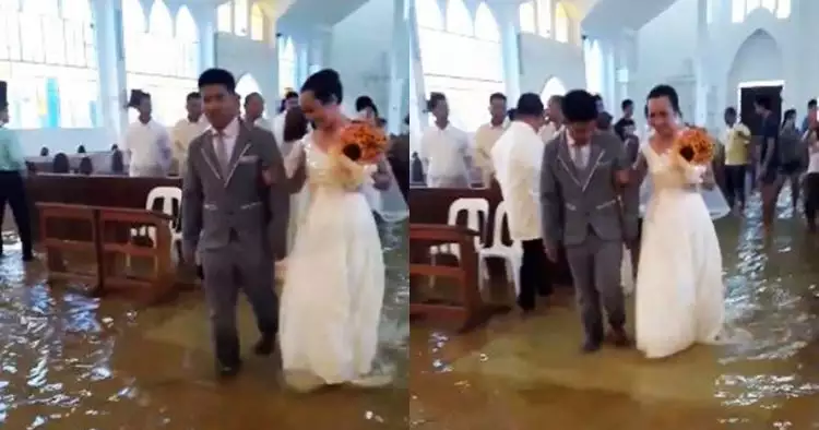 Kisah pernikahan di tengah banjir ini bukti cinta sejati itu nyata