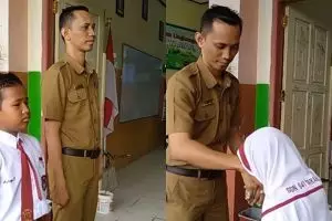 Bikin salut, guru ini tos unik bareng murid untuk jaga kekompakan