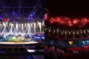 7 Potret spektakuler pesta kembang api di pembukaan Asian Games 2018