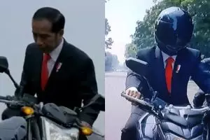 Aksi Jokowi naik motor sport jadi sorotan, ini jenis helm yang dipakai