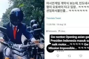 10 Cuitan kocak warganet Korsel soal aksi Jokowi di pembukaan AG 2018