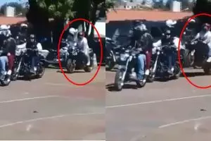 Gembar-gembor knalpot saat konvoi, nasib pemotor moge ini apes banget