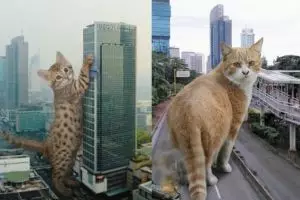 15 Foto editan kucing raksasa ini bikin gagal takut, malah ingin peluk