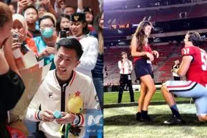 7 Atlet ini lamar pacarnya di arena pertandingan, bikin penonton baper