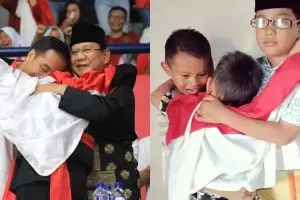 10 Potret tiru Jokowi peluk Prabowo ini ekspresinya lucu-lucu