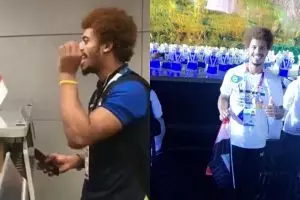 5 Aksi konyol Bader Naser, atlet Irak yang nyanyi lagu Indonesia Raya