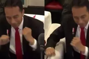 Aksi Jokowi goyang dayung bareng pengungsi saat penutupan Asian Games