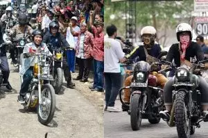6 Adu gaya Gibran dan Jokowi saat beraksi dengan motor custom