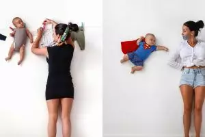 Cuma pakai tembok, 6 foto bayi bisa terbang ini hasilnya kreatif abis