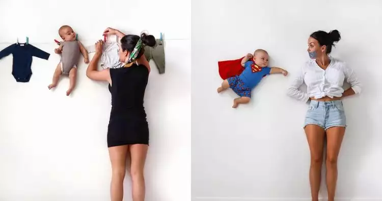 Cuma pakai tembok, 6 foto bayi bisa terbang ini hasilnya kreatif abis
