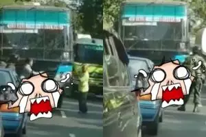 Nekat serobot jalur anggota TNI, begini yang terjadi dengan bus ini