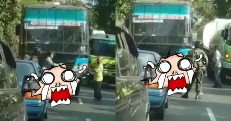 Nekat serobot jalur anggota TNI, begini yang terjadi dengan bus ini