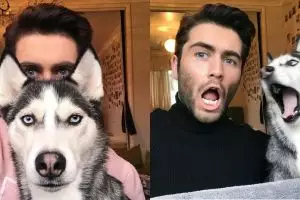 8 Foto ekspresi kompak pria dan anjingnya ini unik & ngegemesin pol