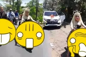 Bukan mobil pengantin, kendaraan yang dipakai mempelai ini tak terduga