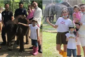 15 Potret keluarga Andhika-Ussy syuting di pusat konservasi gajah