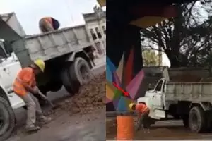Aksi 2 pekerja isi dan kosongkan bak truk yang sama ini bikin ngakak