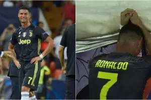 Terlihat sedih, ini ternyata yang dikatakan Ronaldo usai dikartu merah