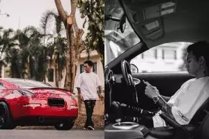 8 Gaya Reza Arap dengan mobil sport merahnya, berkelas dan sporty