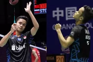 4 Gaya andalan Anthony Ginting saat selebrasi kemenangan