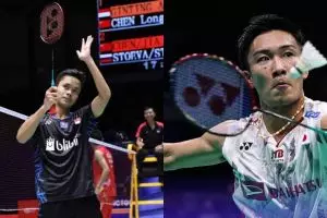 Ini perbandingan raket Anthony Ginting vs Kento Momota di China Open