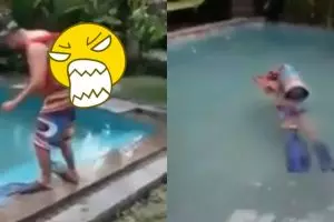 Bikin tepuk jidat, aksi bapak-bapak diving low budget ini kocak banget