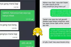 7 Chat driver ojek online salah paham alamat ini bikin tersenyum geli