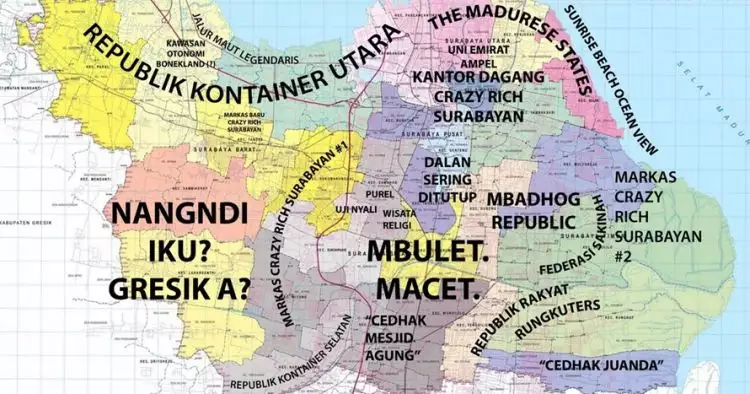 Adu kocak peta Jakarta dan Surabaya berdasarkan julukan masyarakat