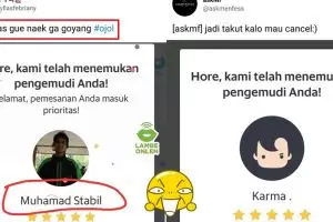 9 Status pelanggan ojol komentari nama unik driver ini kocak 