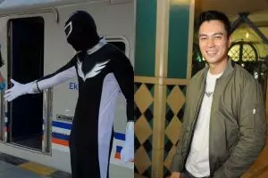 Keliling Solo pakai kostum Power Ranger, aksi Baim Wong ini kocak abis
