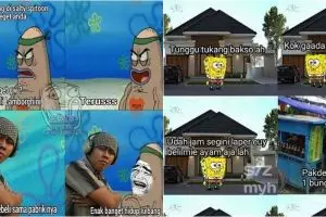 10 Meme karakter SpongeBob hidup di Indonesia bikin ketawa nyengir