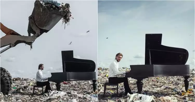 Pianis ini bikin video klip di tumpukan sampah, alasannya mengagumkan