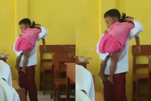 Setiap hari bawa adiknya ke sekolah, kisah bocah SD ini bikin terharu