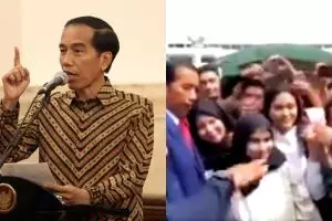Acungkan dua jari saat foto bareng Jokowi, pria ini ditegur paspampres