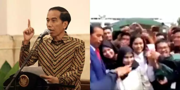 Acungkan dua jari saat foto bareng Jokowi, pria ini ditegur paspampres