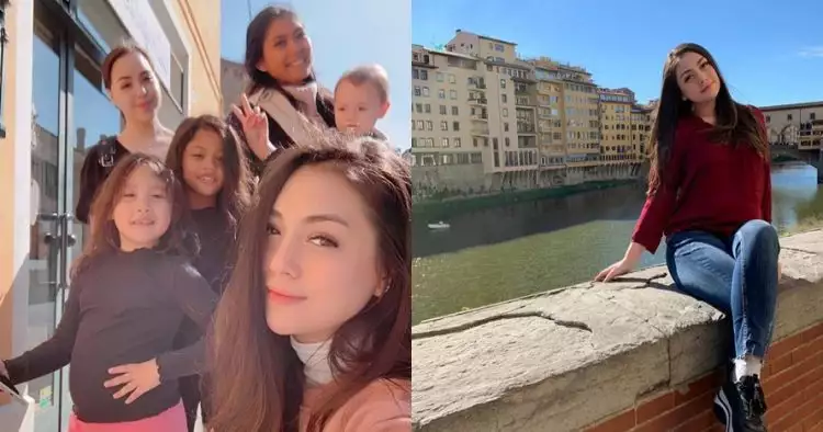 Pulang kampung, ini 10 momen Celine Evangelista momong anak di Italia