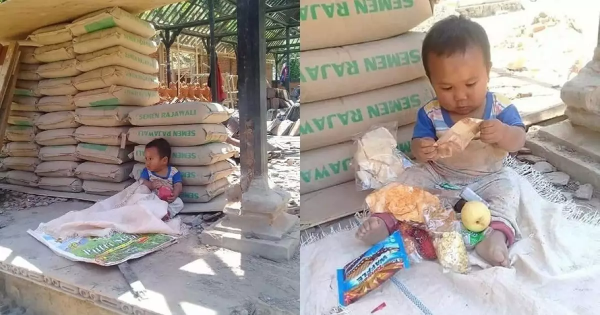 Kisah di balik foto bocah bermain di tumpukan karung semen, memilukan