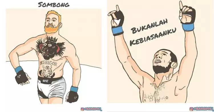 10 Ilustrasi Khabib vs McGregor ini sindirannya ngena banget