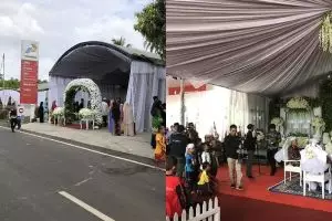 Jarang terjadi, resepsi pernikahan ini digelar di pom bensin