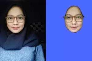 Minta latar diedit warna biru, 10 hasil foto cewek ini jadi kocak abis