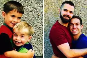 Kakak adik ini tiru pose fotonya 23 tahun lalu, alasannya bikin haru