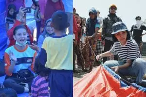 Berhati mulia, begini momen 4 seleb saat jadi relawan gempa