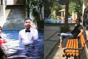 7 Seleb ini punya kolam renang ala waterpark di rumahnya
